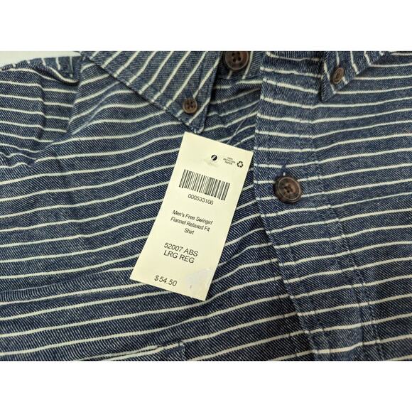 Duluth Trading Men's L‎ Free Swingin' Flannel Relaxed Fit Shirt Blue Striped - Picture 8 of 14